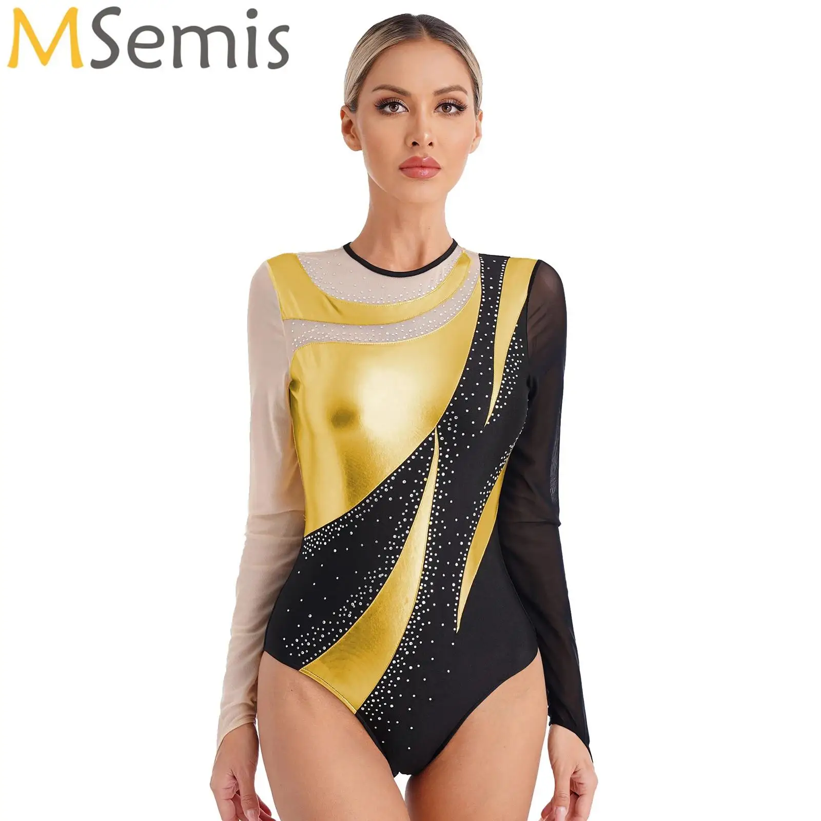 Women Ballet Leotards Metallic Contrast Color Gymnastics Leotards Adult Ballet Dancing Costumes Long Sleeve Dance Bodysuits
Women Ballet Leotards Metallic Contrast Color Gymnastics Leotards Adult Ballet Dancing Costumes Long Sleeve Dance Bodysuits