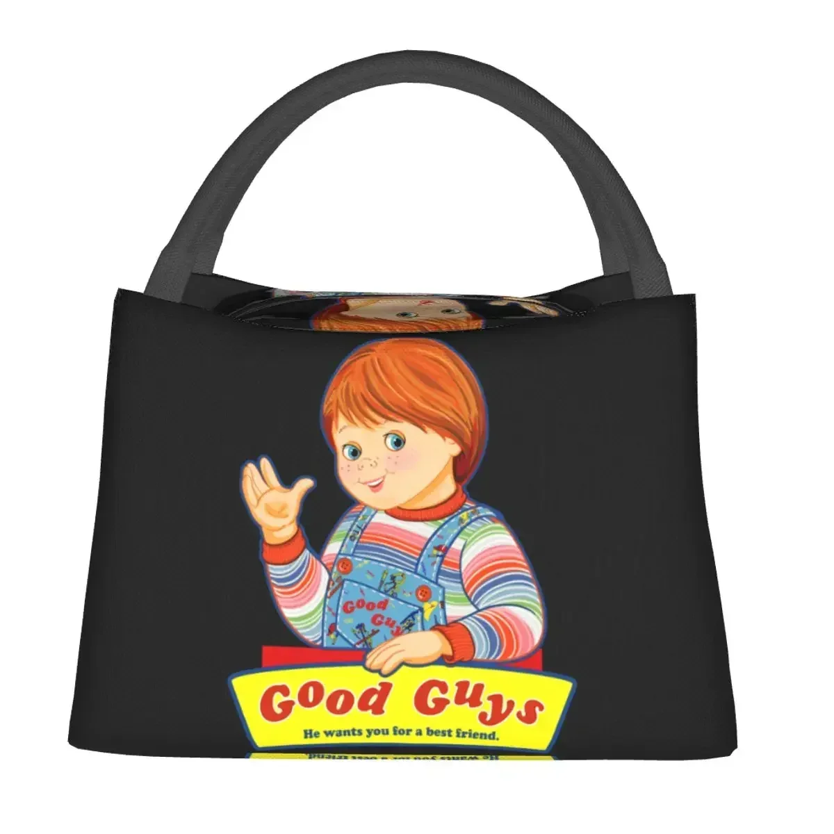 Сумка для обеда Good Guys, кукла Чаки, коробка для пикника на открытом воздухе для женщин, сумка для отдыха с графическим дизайном, сумка для еды, Оксфордский холодильник
Сумка для обеда Good Guys, кукла Чаки, коробка для пикника на открытом воздухе для женщин, сумка для отдыха с графическим дизайном, сумка для еды, Оксфордский холодильник