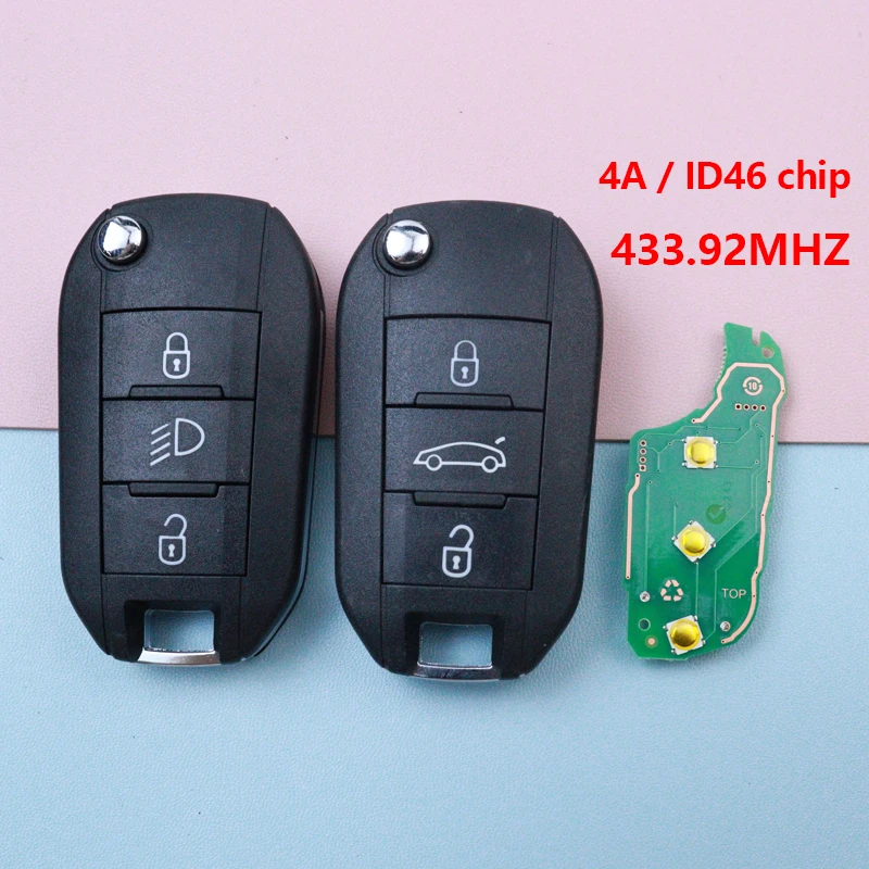 433.92MHZ FSK A4/ID46 ChIp Car Key Fob Remote for Peugeot 208 2008 308 508 301 5008 for Citroen C3 C4 C5 C-Elysee C4-Cactus
433.92MHZ FSK A4/ID46 ChIp Car Key Fob Remote for Peugeot 208 2008 308 508 301 5008 for Citroen C3 C4 C5 C-Elysee C4-Cactus