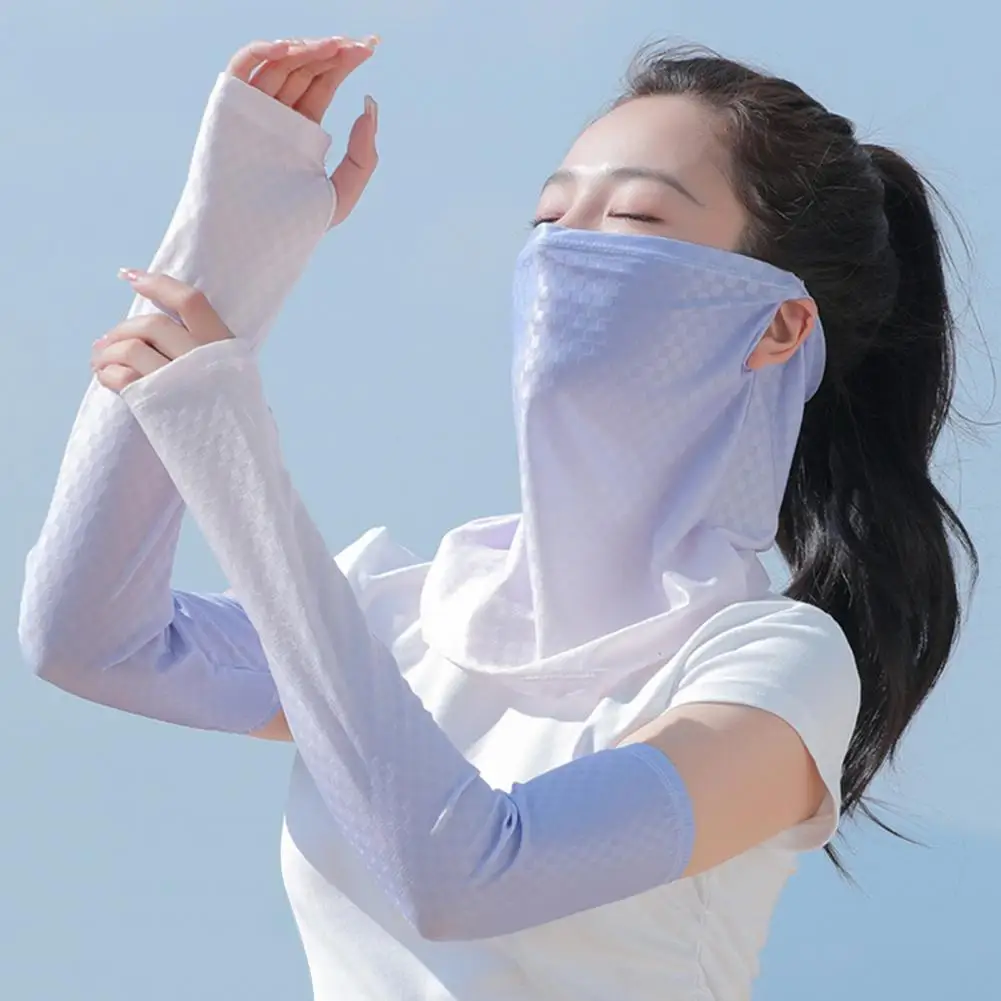 Breathable Nose Holes Face Guard Ice Silk Cooling Fabric Arm Sleeves with Thumb Buckle Cuffs for Outdoor Commuting Camping
Breathable Nose Holes Face Guard Ice Silk Cooling Fabric Arm Sleeves with Thumb Buckle Cuffs for Outdoor Commuting Camping