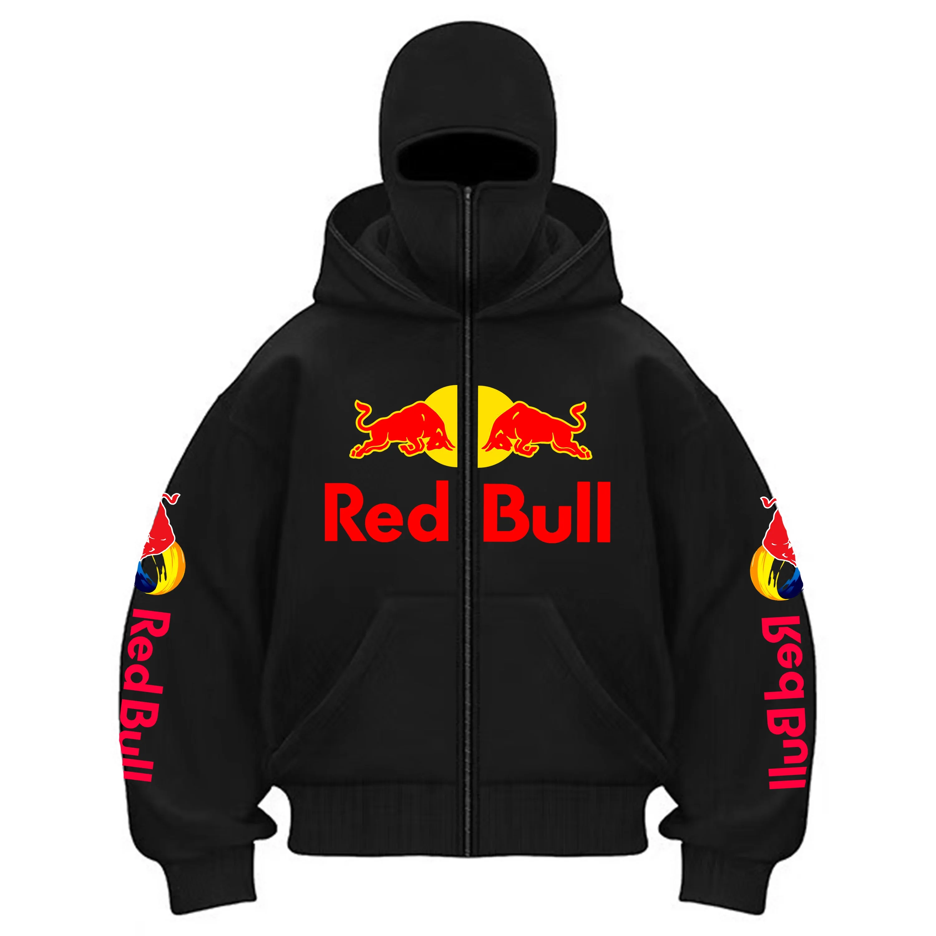 Новая мужская осенне-зимняя спортивная модная толстовка на молнии Red Bull с маской с капюшоном на молнии, спортивная куртка для активного отдыха
Новая мужская осенне-зимняя спортивная модная толстовка на молнии Red Bull с маской с капюшоном на молнии, спортивная куртка для активного отдыха