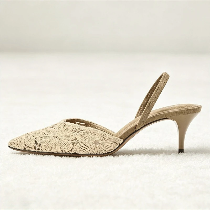 Kniting Embroidered Flowers High Heels Woman Fashion Pointed Toe Slingback Heeled Sandals Summer Luxury Designer Shoes for Women
Kniting Embroidered Flowers High Heels Woman Fashion Pointed Toe Slingback Heeled Sandals Summer Luxury Designer Shoes for Women