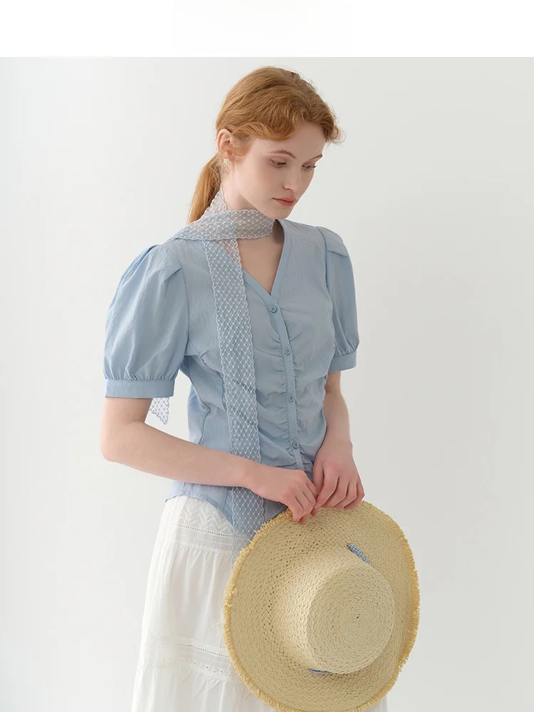Summer 2025 New Sle Women's irt Jiujiu Lace Bow V-ne Bubble Sve Waist-cinching Sweet Sle ort Sve Pure Color
Summer 2025 New Sle Women's irt Jiujiu Lace Bow V-ne Bubble Sve Waist-cinching Sweet Sle ort Sve Pure Color