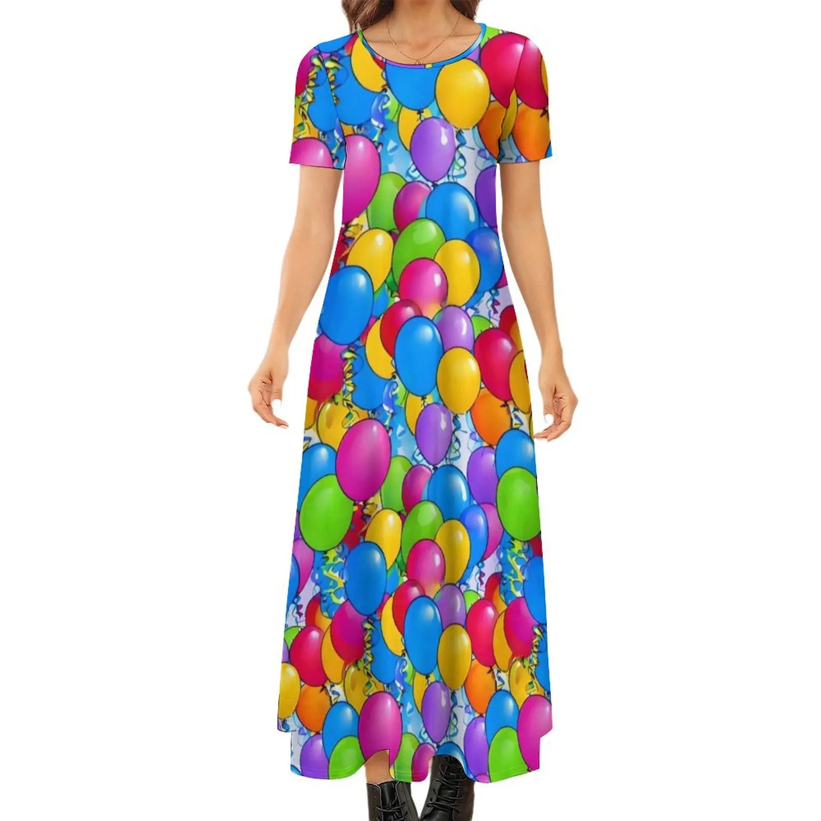 Birthday Balloon Pattern Round Neck Short Sleeve Dress evening dress ladies evening dress
Birthday Balloon Pattern Round Neck Short Sleeve Dress evening dress ladies evening dress