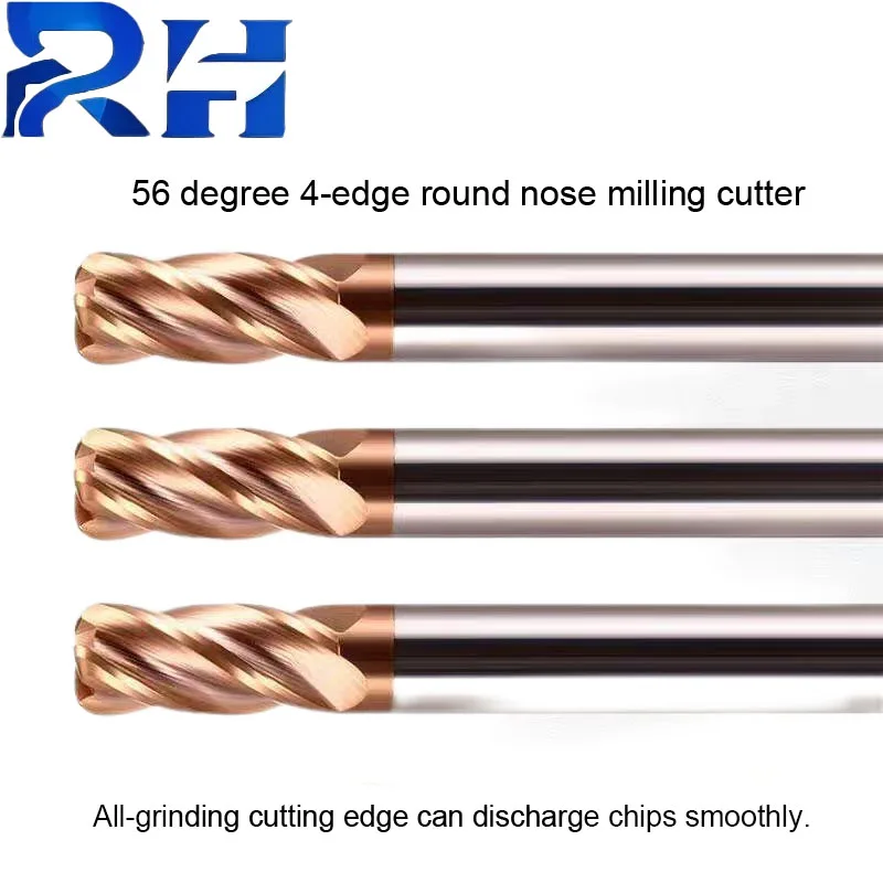 56-degree 4-edge circular nose milling cutter Extended flat-bottomed CNC cutter for alloy end milling cutter coated steel
56-degree 4-edge circular nose milling cutter Extended flat-bottomed CNC cutter for alloy end milling cutter coated steel