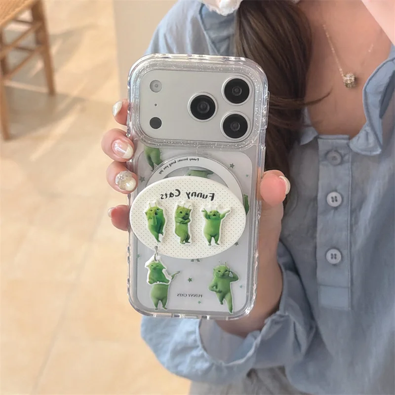 Funny Cute Green Cat Magnetic Phone Case For iPhone 17 Pro 16 15 14 Pro Max Back Cover with Stand For Magsafe Protective Cases F
Funny Cute Green Cat Magnetic Phone Case For iPhone 17 Pro 16 15 14 Pro Max Back Cover with Stand For Magsafe Protective Cases F