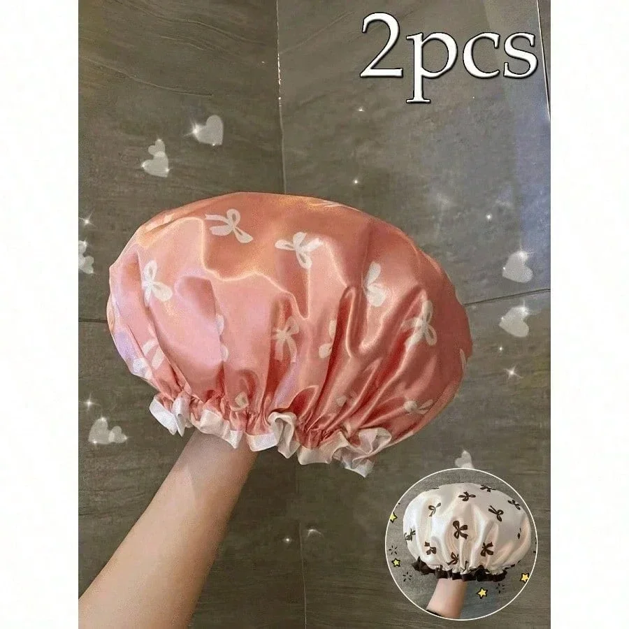 2pcs Waterproof Double-Layer Bow Shower Cap, Elastic Shower Cap, Adult Kitchen Oil-Proof Cap, Bathroom Hair Drying Cap, Elastic
2pcs Waterproof Double-Layer Bow Shower Cap, Elastic Shower Cap, Adult Kitchen Oil-Proof Cap, Bathroom Hair Drying Cap, Elastic