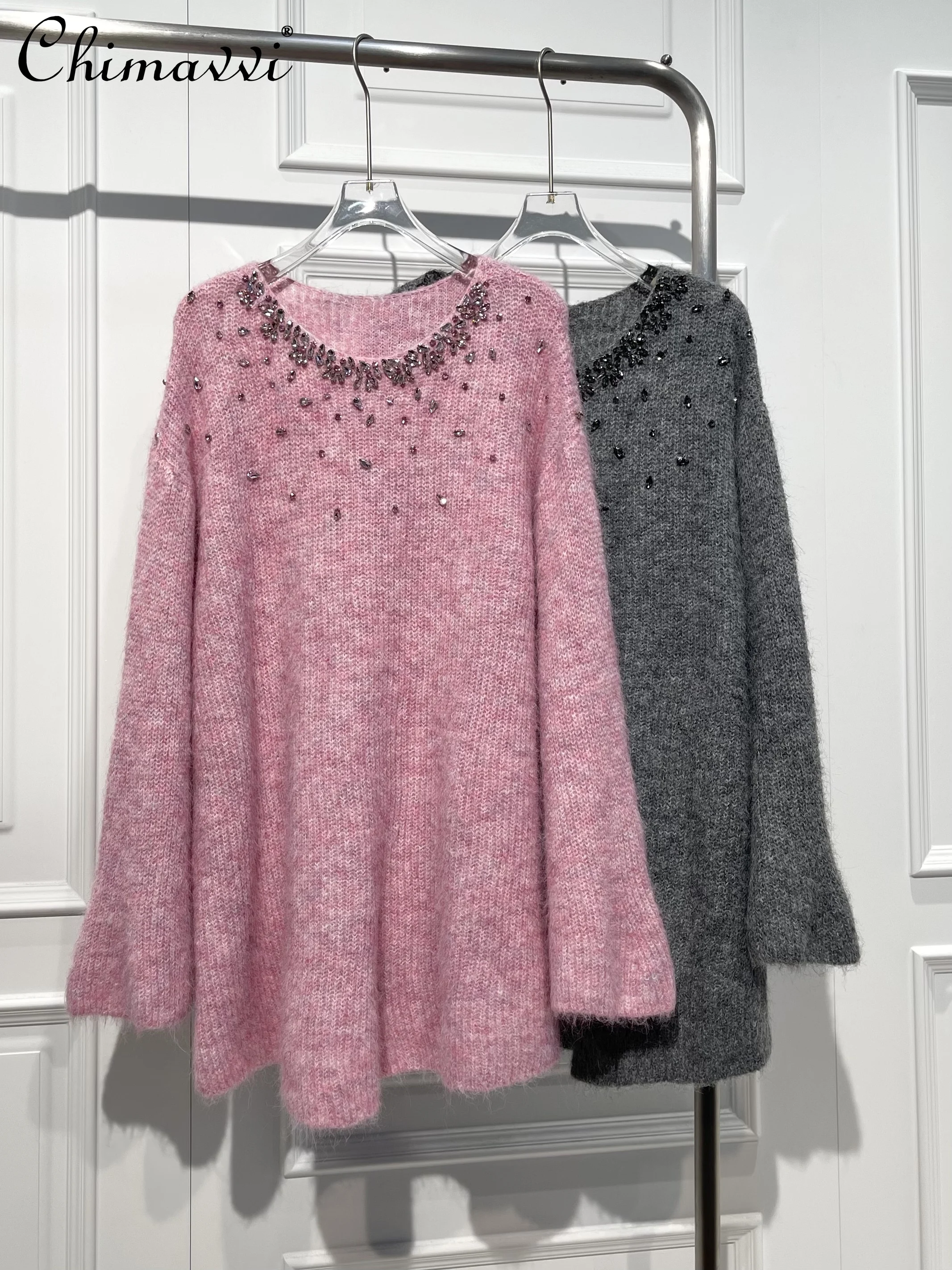 Fashion Sweet Bright Diamond Wool Knitted Sweater Women's Spring and Autumn New Loose Long-sleeved Elegant Women's Elegant Top
Fashion Sweet Bright Diamond Wool Knitted Sweater Women's Spring and Autumn New Loose Long-sleeved Elegant Women's Elegant Top