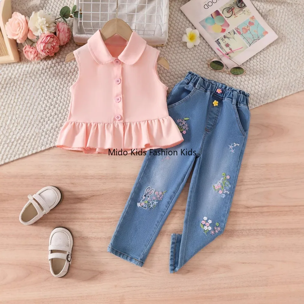 2026 Spring Summer Girls Jeans 2 Piece Set, Shirt & Casual Pants Trendy Outfit for Baby 4-7Y Girls for 100-140cm
2026 Spring Summer Girls Jeans 2 Piece Set, Shirt & Casual Pants Trendy Outfit for Baby 4-7Y Girls for 100-140cm
