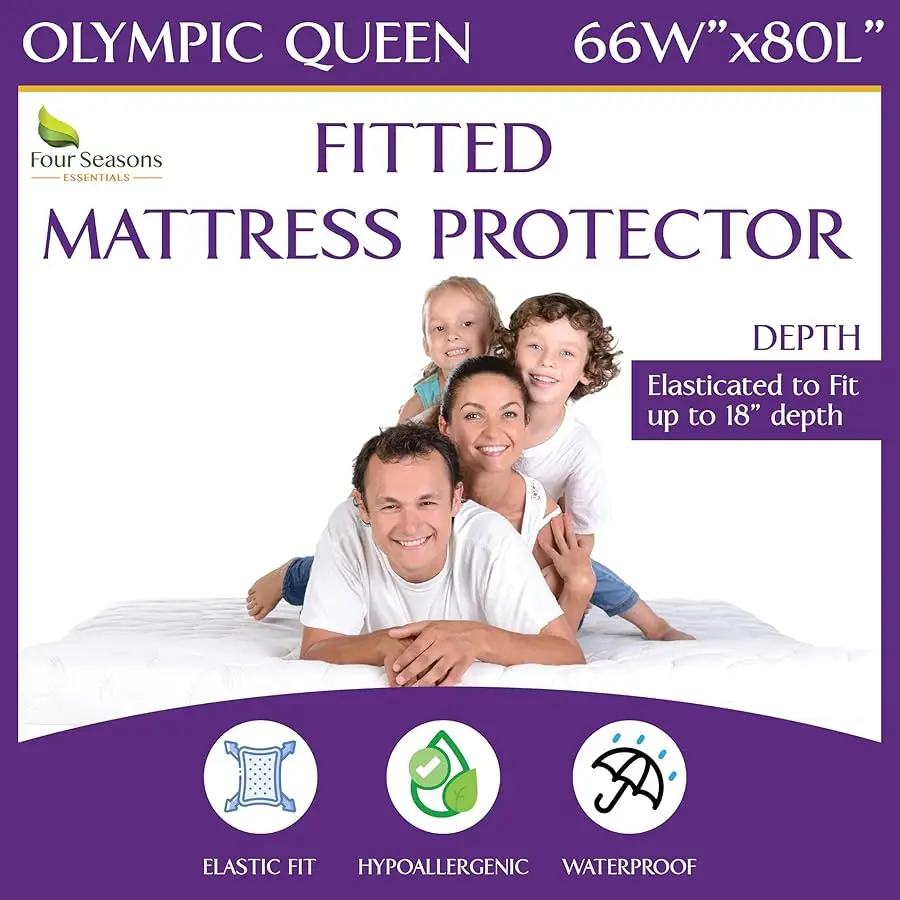 Olympic Queen (66"x80") Waterproof Mattress Protector - Super Queen Size Fitted Sheet Style - Hypoallergenic Premium Quality Co
Olympic Queen (66"x80") Waterproof Mattress Protector - Super Queen Size Fitted Sheet Style - Hypoallergenic Premium Quality Co