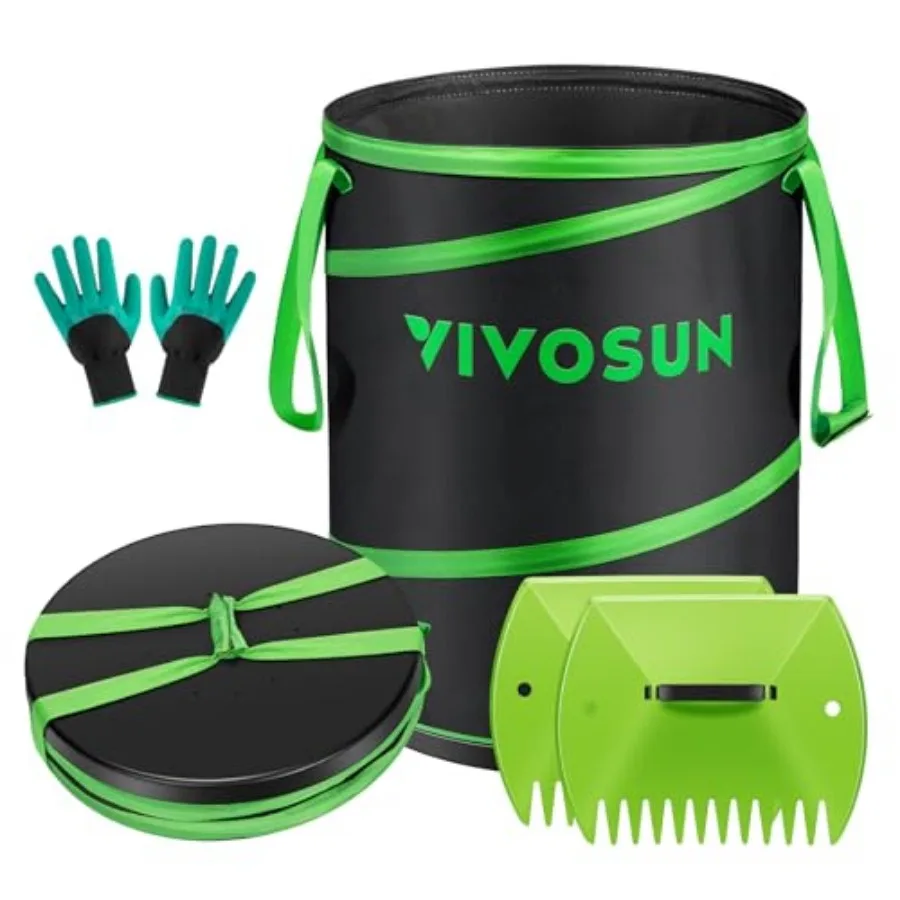 47-Gallon Collapsible Garden Bag, Yard Waste Bin with Hard-Shell Bottom, Leaf Scoops and Gloves, Collapsible Yard Waste Contain
47-Gallon Collapsible Garden Bag, Yard Waste Bin with Hard-Shell Bottom, Leaf Scoops and Gloves, Collapsible Yard Waste Contain