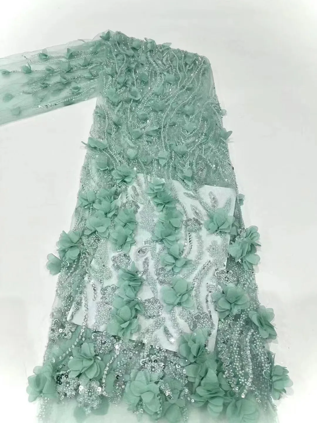 African 3D Flower Lace Fabric 2024 High Quality Beaded Lace Material Nigerian French Net Sequins Lace Fabric For Wedding Dress
African 3D Flower Lace Fabric 2024 High Quality Beaded Lace Material Nigerian French Net Sequins Lace Fabric For Wedding Dress