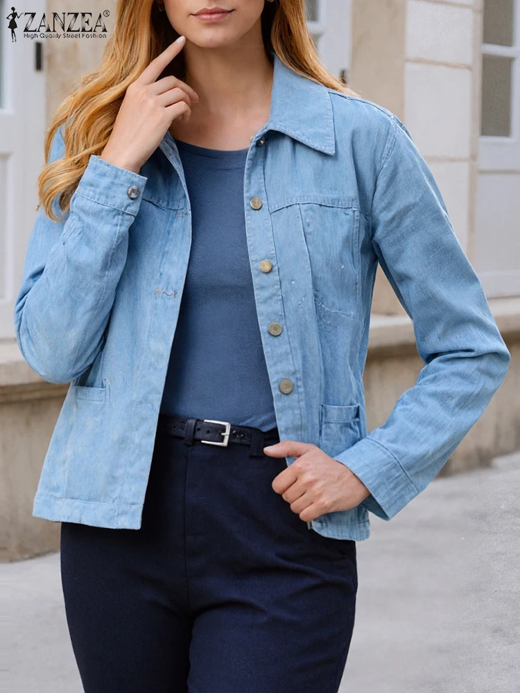 ZANZEA Winter Women Autumn Denim Jackets Casual Coats 2025 Fashion Lapel Collar Long Sleeve Outwear Vintage Pocket Tops Outwear
ZANZEA Winter Women Autumn Denim Jackets Casual Coats 2025 Fashion Lapel Collar Long Sleeve Outwear Vintage Pocket Tops Outwear