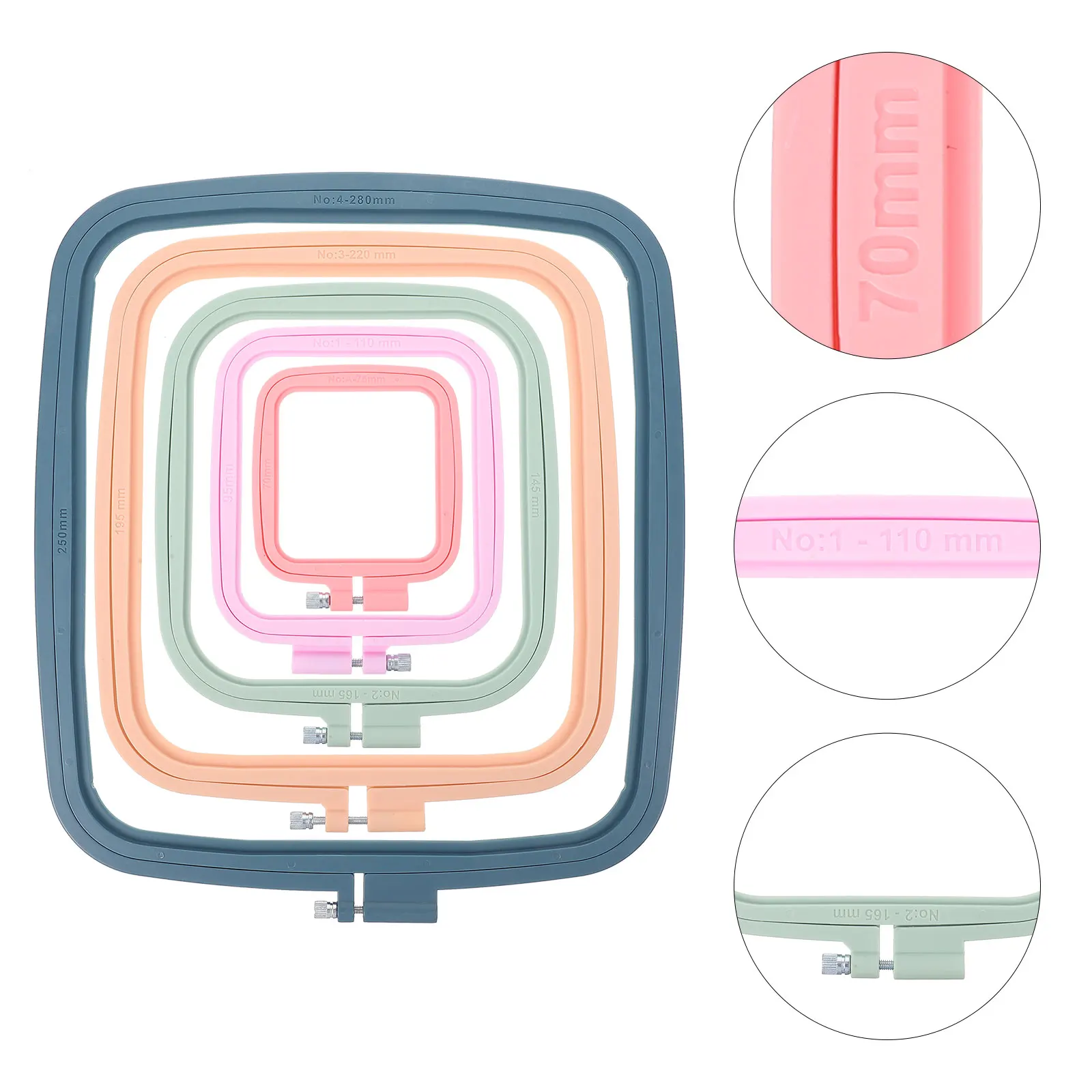5pcs Square Embroidery Hoop Kits Round Plastic DIY Hoops Child Cross Stitch Adjustable Frame H made Craft Gifts
5pcs Square Embroidery Hoop Kits Round Plastic DIY Hoops Child Cross Stitch Adjustable Frame H made Craft Gifts