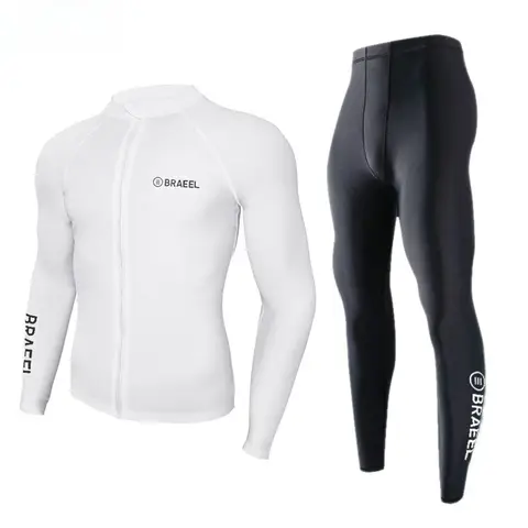 Men’s Long Sleeve Swimwear UV Protection Diving Snorkel Suit Quick Dry Wetsuit for Surfing Windsurfing Water Sports Shorts