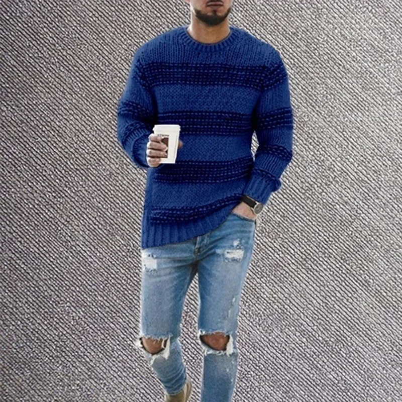 Autumn and Winter Fashion Striped Sweater, European and American Men's Slim-Fit Round Neck Long Sleeve Knitted Top
Autumn and Winter Fashion Striped Sweater, European and American Men's Slim-Fit Round Neck Long Sleeve Knitted Top