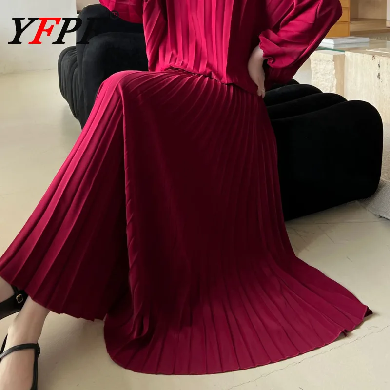 YFPF Elegant Miyake Pleated Long Skirt Women Solid Color Fashion High Waist A Line Party Skirts Fashion 2025 Autumn New Clothing
YFPF Elegant Miyake Pleated Long Skirt Women Solid Color Fashion High Waist A Line Party Skirts Fashion 2025 Autumn New Clothing