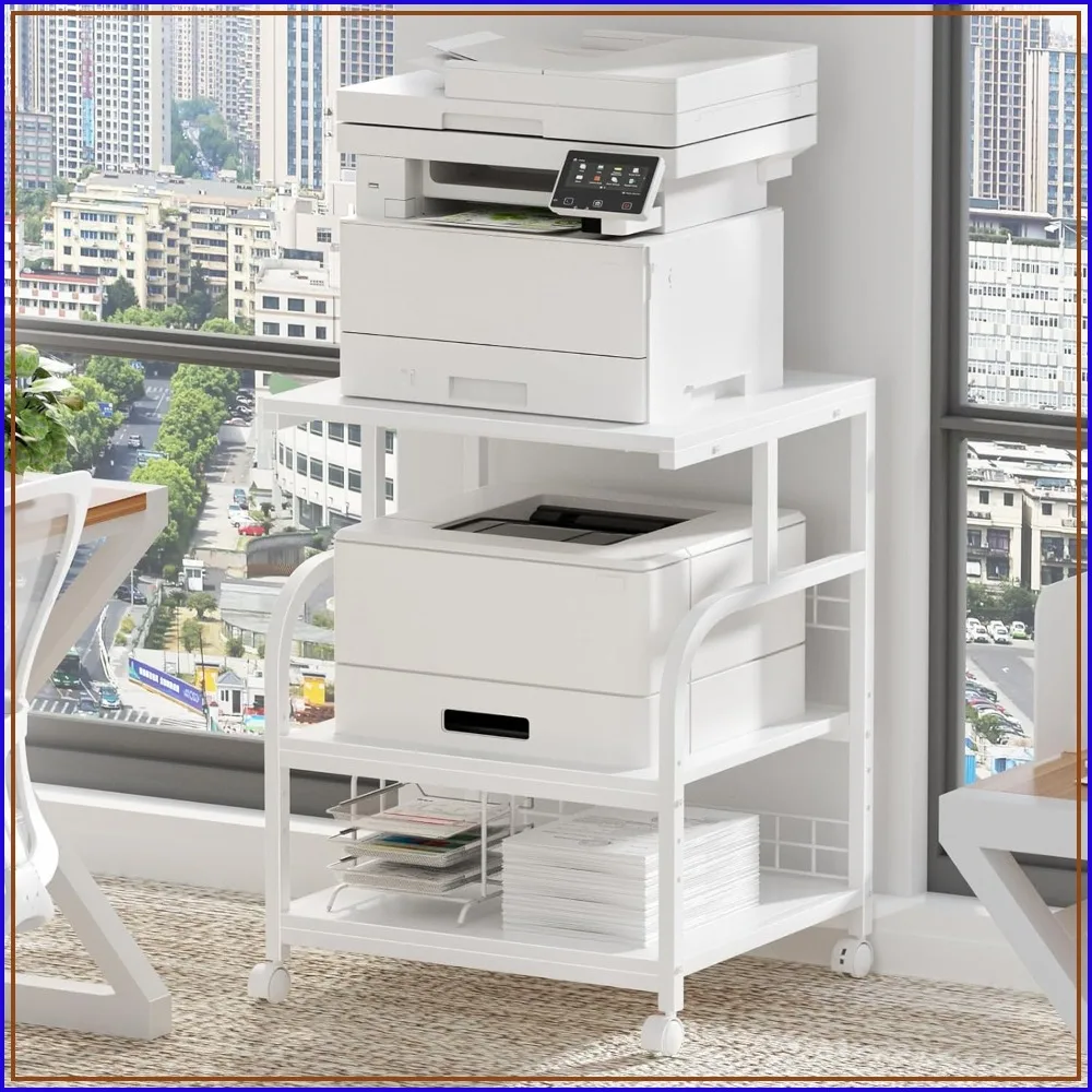 Large Printer Stand with Storage, 23.6"W x 18.9"D x 30.2"H, 5-Adjustable Shelf Heights, Mobile 3 Tier Table with Lockable Wheels, Industrial Rolling Printer Cart for Home Office
Large Printer Stand with Storage, 23.6"W x 18.9"D x 30.2"H, 5-Adjustable Shelf Heights, Mobile 3 Tier Table with Lockable Wheels, Industrial Rolling Printer Cart for Home Office