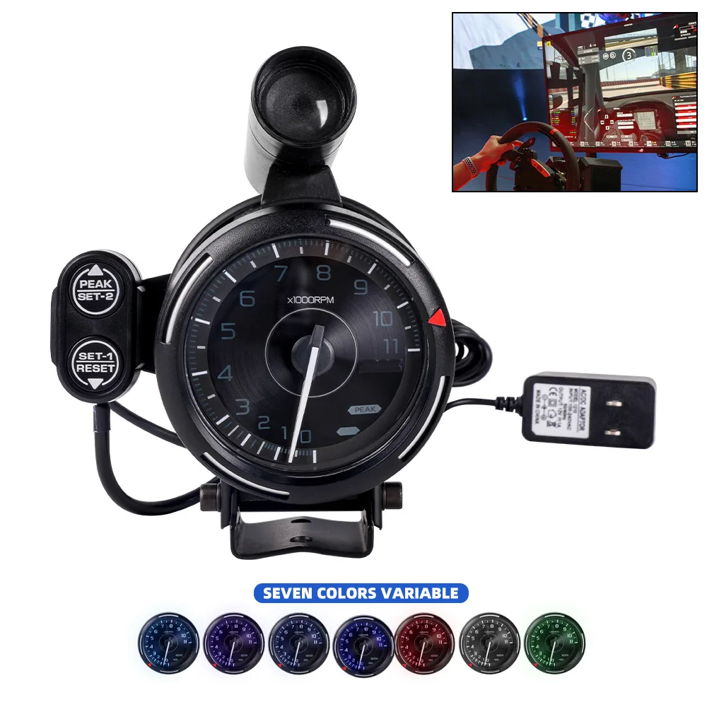80mm Sim Racing Tachometer 7 Color Backlight 0-11000 RPM Gauge For PC Racing Game Simulator
80mm Sim Racing Tachometer 7 Color Backlight 0-11000 RPM Gauge For PC Racing Game Simulator