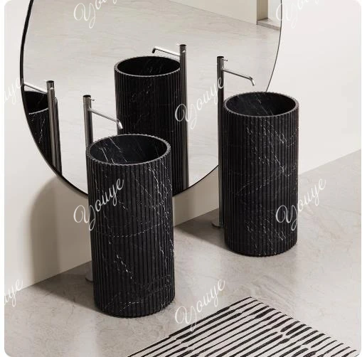 Black & White Marble Freestanding Basin, Round Column Sink for Bathroom/Garden, Custom One-Piece Italian Minimalist Design
Black & White Marble Freestanding Basin, Round Column Sink for Bathroom/Garden, Custom One-Piece Italian Minimalist Design