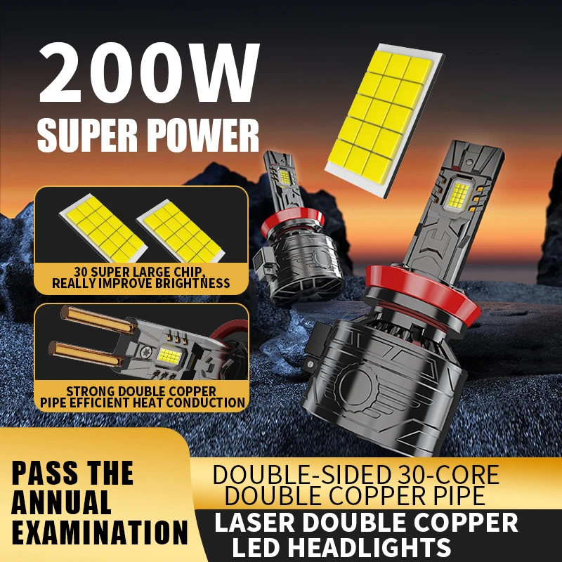 2PCS LED 200W H3 9005 9006 9012 H4 H7 H11 H1 Dual Copper High Performance Chipset and Effective Radiator Ensure Longer Life
2PCS LED 200W H3 9005 9006 9012 H4 H7 H11 H1 Dual Copper High Performance Chipset and Effective Radiator Ensure Longer Life