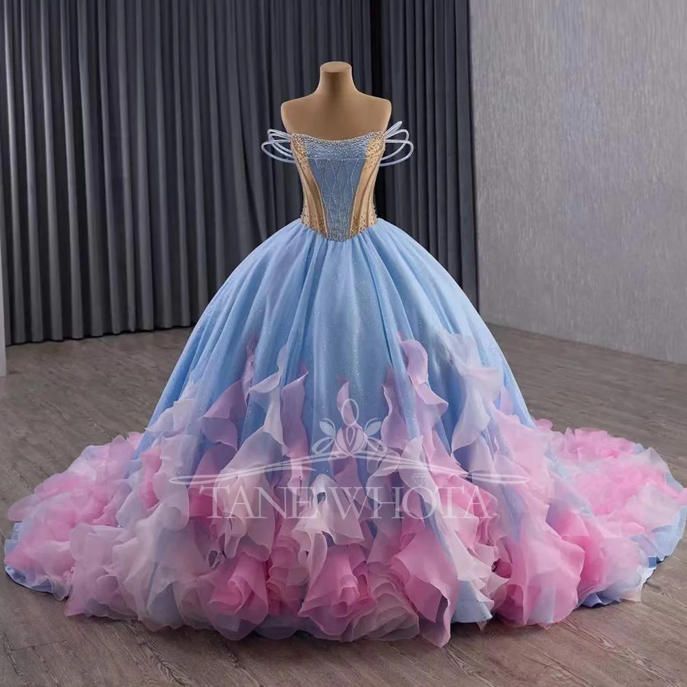 Синее платье Quinceanera без бретелек со шнуровкой сзади, расшитое бисером и блестками, с хрустальными оборками для платьев на 15-й день рождения
Синее платье Quinceanera без бретелек со шнуровкой сзади, расшитое бисером и блестками, с хрустальными оборками для платьев на 15-й день рождения