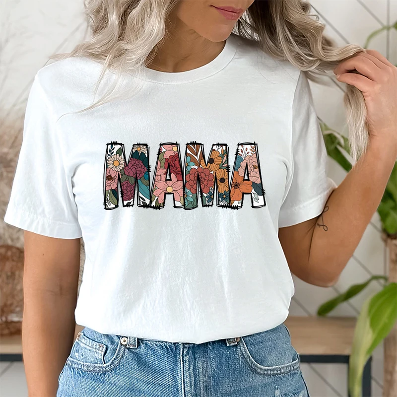 Cute Floral Mama Print T-Shirt Women Short Sleeve Round Neck Tee Shirt Casual Summer Women Clothing Loose Soft Personalized Tops
Cute Floral Mama Print T-Shirt Women Short Sleeve Round Neck Tee Shirt Casual Summer Women Clothing Loose Soft Personalized Tops