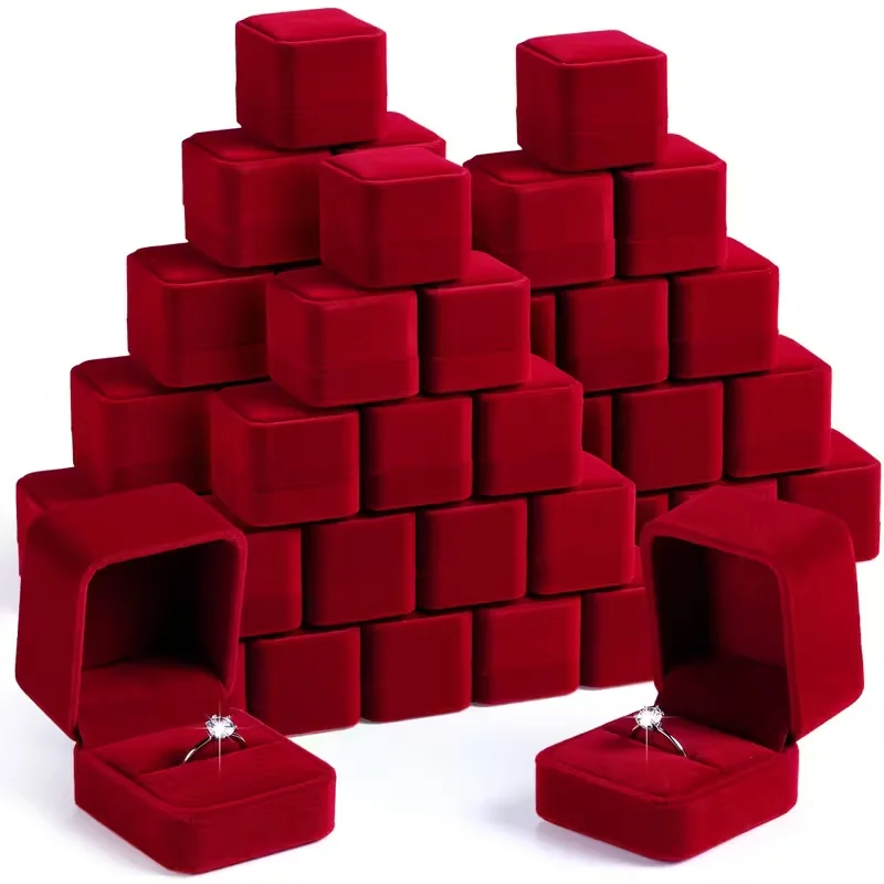 8pcs Velvet Deep Red Ring Box- Elegant Stackable Jewelry Storage, Valentine's Day Gifts, Romantic Gifts Box of Jewelry Display, Mother's Day, Wedding, Engagement Ring Box, Earring Box, Birthday Anniversary Proposal Gift Box, Jewelry Box
8pcs Velvet Deep Red Ring Box- Elegant Stackable Jewelry Storage, Valentine's Day Gifts, Romantic Gifts Box of Jewelry Display, Mother's Day, Wedding, Engagement Ring Box, Earring Box, Birthday Anniversary Proposal Gift Box, Jewelry Box