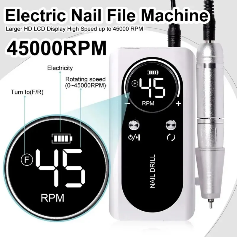 45000RPM Low‑Noise Rechargeable Electric Nail Drill, Portable Nail File Sander, Professional Manicure Tool for Home & Salon Use
45000RPM Low‑Noise Rechargeable Electric Nail Drill, Portable Nail File Sander, Professional Manicure Tool for Home & Salon Use