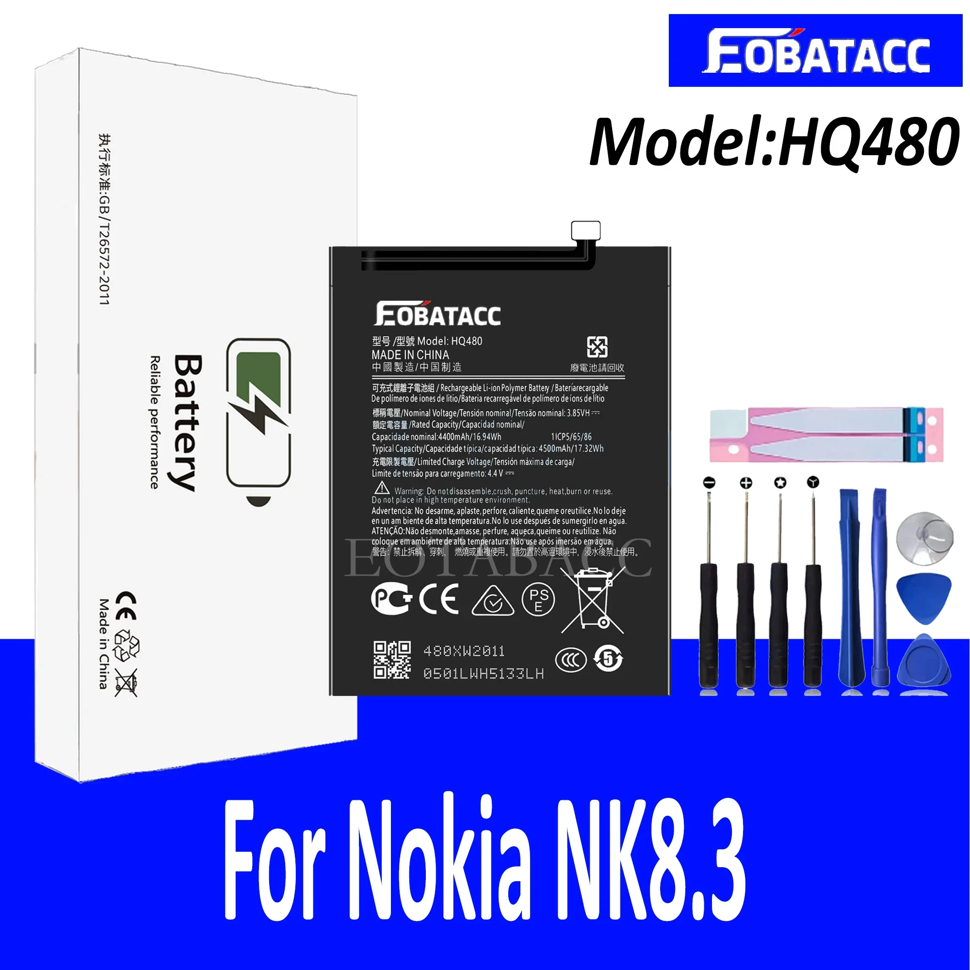 EOTABACC 100% New Original Battery HQ480 For Nokia8.3 Phone Battery +Tools
EOTABACC 100% New Original Battery HQ480 For Nokia8.3 Phone Battery +Tools
