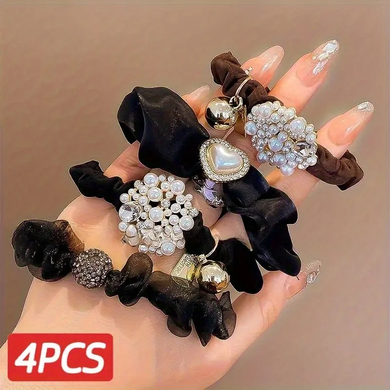 4pcs set Fashionable Temperament Crystal Headband High Elasticity Large Intestine Hair Rope Light Luxury Rhinestone Women's Hair Tie Rubber Band Hair Accessory
4pcs set Fashionable Temperament Crystal Headband High Elasticity Large Intestine Hair Rope Light Luxury Rhinestone Women's Hair Tie Rubber Band Hair Accessory