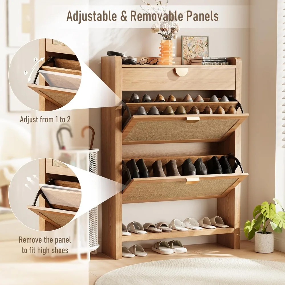 Rattan Shoe Storage Cabinet, Shoe Organizer with 2 Flip Drawers, Narrow Shoe Cabinet, Free Standing Hidden Shoe, Customized
Rattan Shoe Storage Cabinet, Shoe Organizer with 2 Flip Drawers, Narrow Shoe Cabinet, Free Standing Hidden Shoe, Customized