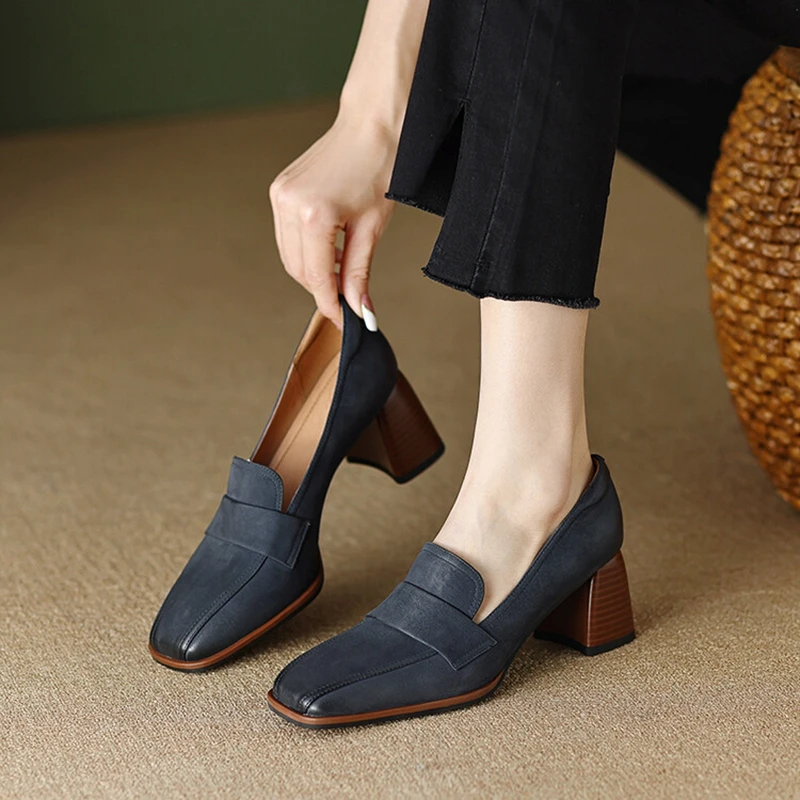 NEW Spring Shoes for Women Genuine Leather Shoes Square Toe Chunky Heel Shoes Slip-On Women Pumps High Heels Simple Ladies Shoes
NEW Spring Shoes for Women Genuine Leather Shoes Square Toe Chunky Heel Shoes Slip-On Women Pumps High Heels Simple Ladies Shoes