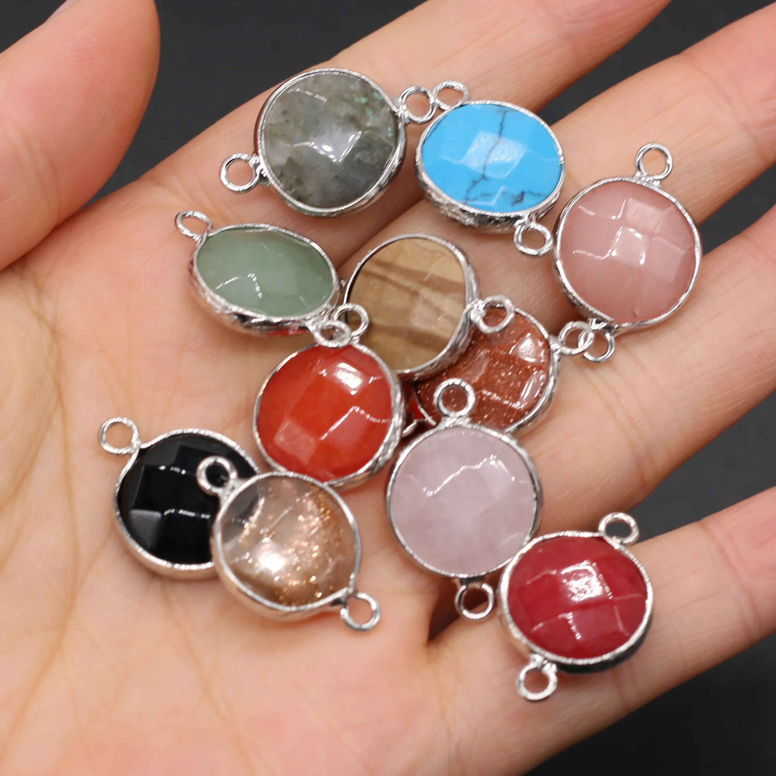 Trendy Natural Gem Stone Faceted Pendant Round Rose Quartzs Agates Charms Connector for Jewelry Making DIY Necklace Bracelet 2PC
Trendy Natural Gem Stone Faceted Pendant Round Rose Quartzs Agates Charms Connector for Jewelry Making DIY Necklace Bracelet 2PC