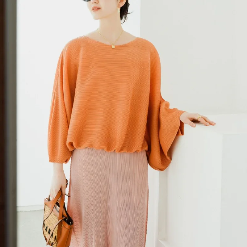 New Miyake Pleated Elegant Loose Bat Sleeve Casual Top Women's Simple Long Sleeve Sweatshirt Polyester Crepe Geometric Pleats
New Miyake Pleated Elegant Loose Bat Sleeve Casual Top Women's Simple Long Sleeve Sweatshirt Polyester Crepe Geometric Pleats