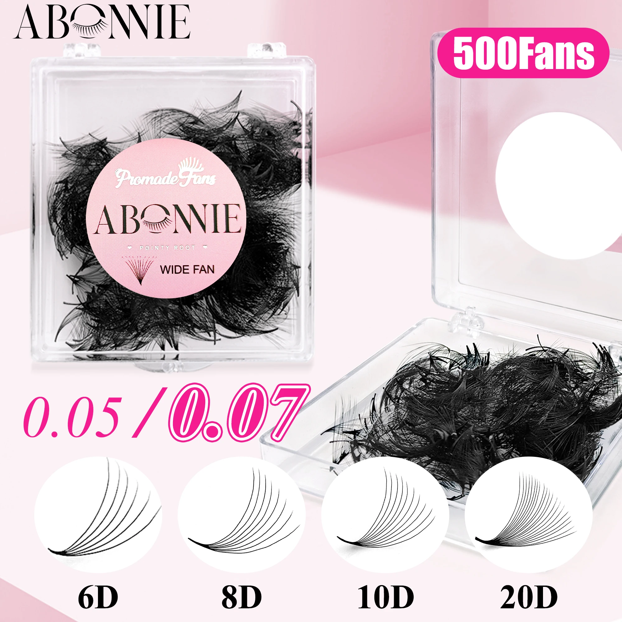 ABONNIE 0.05 0.07 Sharp Base 6D 8D 10D 20D Nature Soft Mink Individual Eyelashes Premade Volume Fans Lash Extension Supplies
ABONNIE 0.05 0.07 Sharp Base 6D 8D 10D 20D Nature Soft Mink Individual Eyelashes Premade Volume Fans Lash Extension Supplies