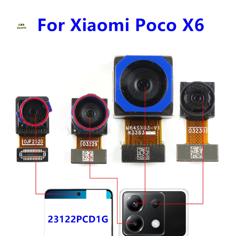 Модуль задней большой основной камеры для Xiaomi Poco X6 23122PCD1G, маленькая передняя камера, гибкий кабель, сверхширокий макро 64 МП
Модуль задней большой основной камеры для Xiaomi Poco X6 23122PCD1G, маленькая передняя камера, гибкий кабель, сверхширокий макро 64 МП