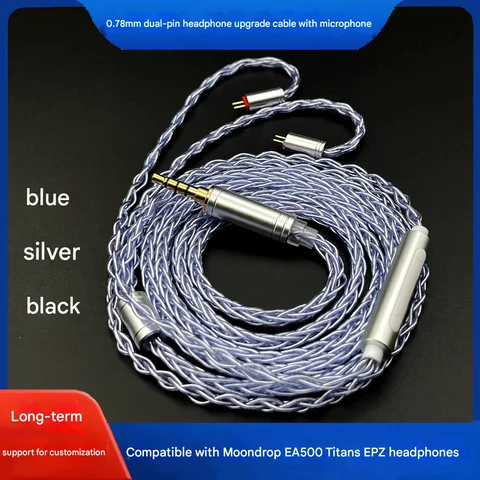 3.5mm To 0.78mm 2-Pin Earphone Upgrade Cable with Mic, Compatible with TFZ,TRN