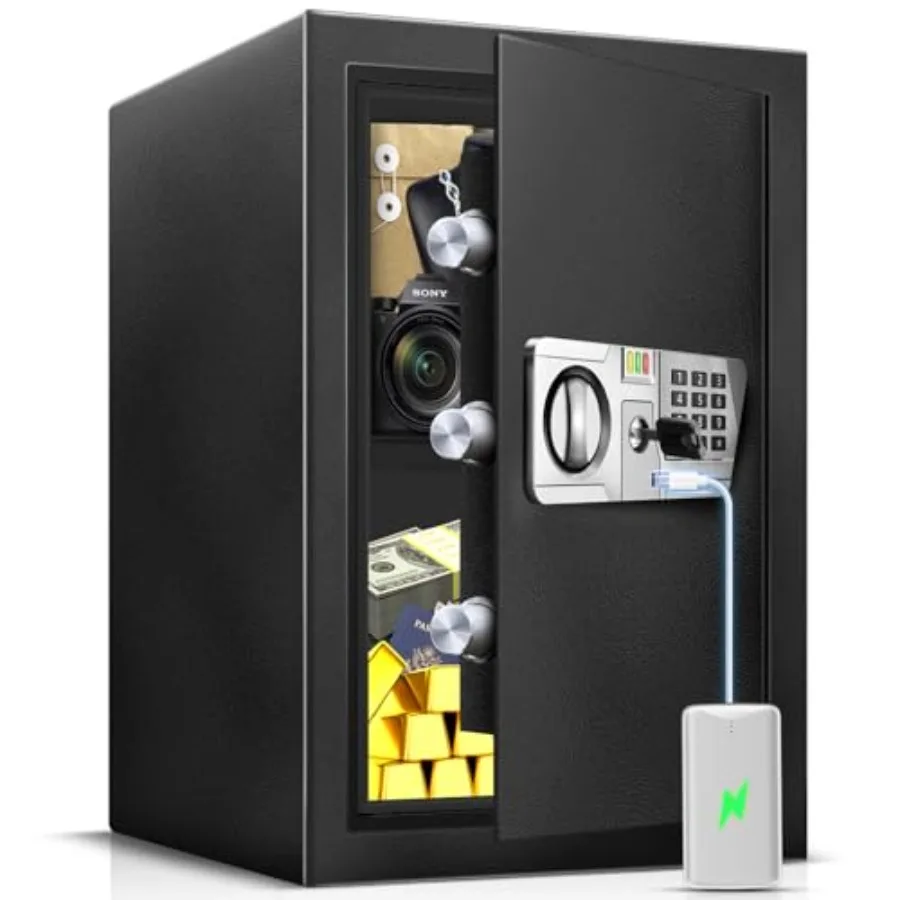 Home document storage fireproof safe box: 2.5 cu ft steel security safe with electronic keypad, Type-C external power, sensor l
Home document storage fireproof safe box: 2.5 cu ft steel security safe with electronic keypad, Type-C external power, sensor l