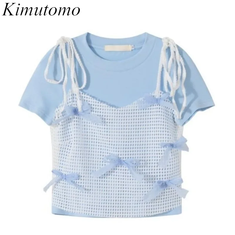 Kimutomo Two Piece Set Women Sweet Bowknot Camis Bandage Solid O Neck Short Sleeve T Shirtssweet Crop Tops Y2k Suits Summer
Kimutomo Two Piece Set Women Sweet Bowknot Camis Bandage Solid O Neck Short Sleeve T Shirtssweet Crop Tops Y2k Suits Summer