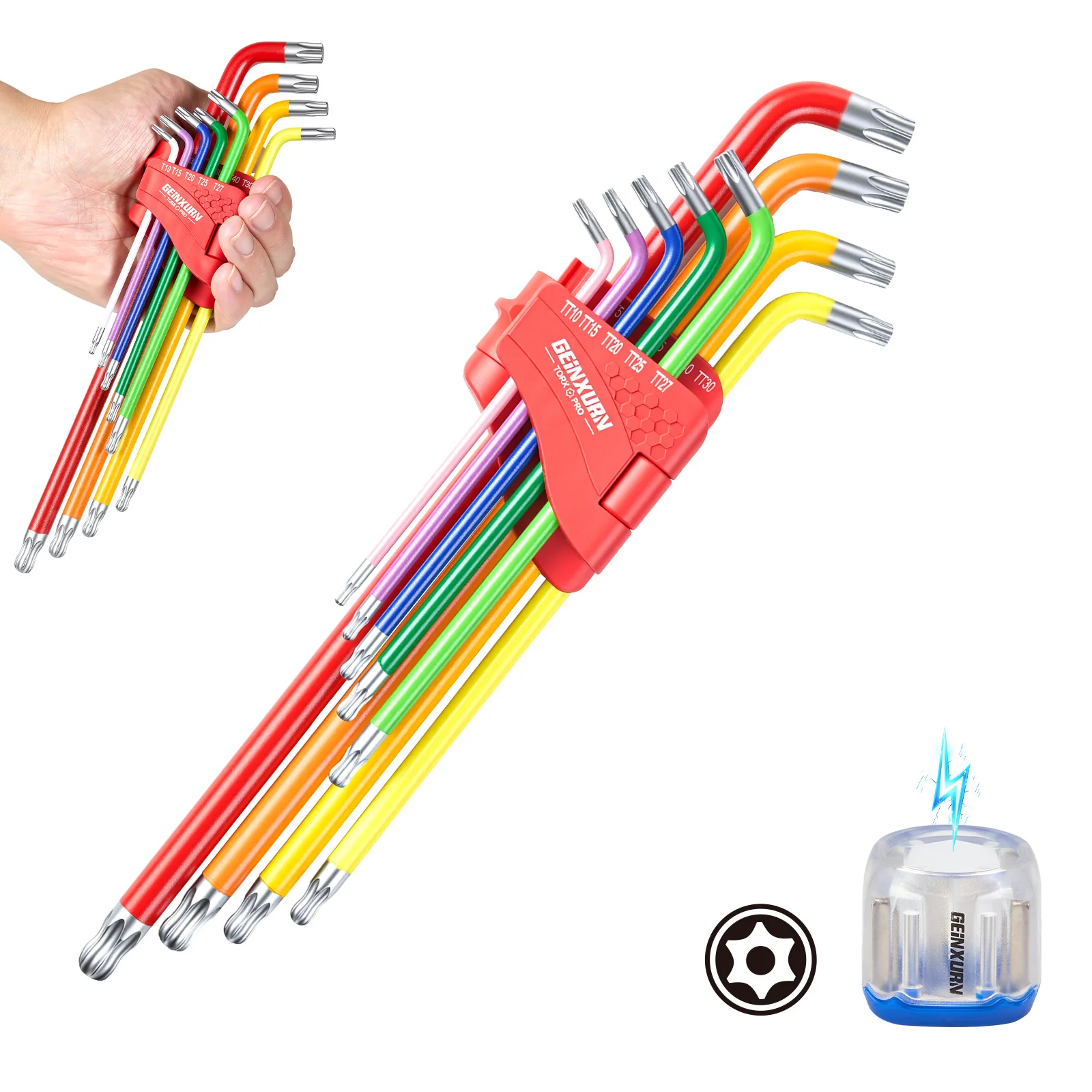Набор ключей Geinxurn Hex & Torx, включает магнитизатор и размагничиватель, цветной набор L-образных ключей для домашнего ремонта и обслуживания
Набор ключей Geinxurn Hex & Torx, включает магнитизатор и размагничиватель, цветной набор L-образных ключей для домашнего ремонта и обслуживания