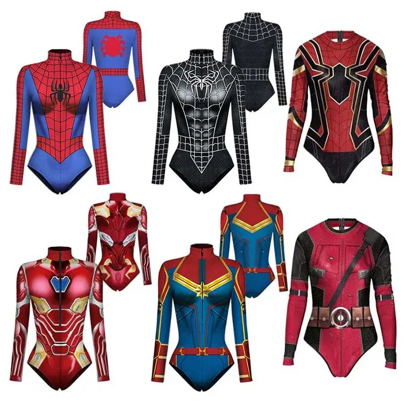Superhero bodysuit for women men Spiderman captain cosplay 3D print long sleeve swimsuit adult Halloween carnival costume
Superhero bodysuit for women men Spiderman captain cosplay 3D print long sleeve swimsuit adult Halloween carnival costume