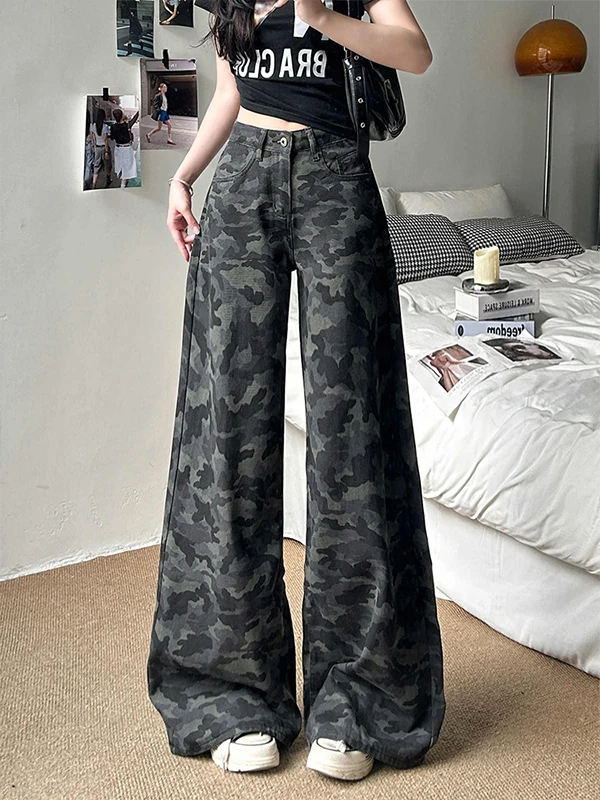 American Retro Workwear Wide Leg Camouflage Jeans Women Summer New Drape High Waist Loose Lazy Straight Leg Pants
American Retro Workwear Wide Leg Camouflage Jeans Women Summer New Drape High Waist Loose Lazy Straight Leg Pants