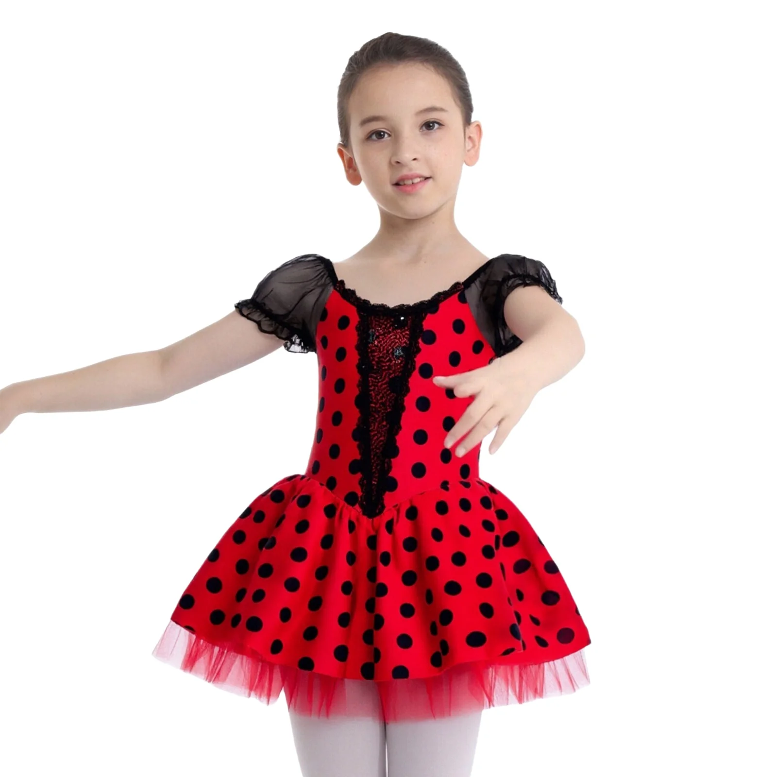 Kids Girls Ballet Dance Costume Short Puff Sleeves Shiny Sequins Color Block Dots Tutu Dress with Built-in Briefs Ballerina
Kids Girls Ballet Dance Costume Short Puff Sleeves Shiny Sequins Color Block Dots Tutu Dress with Built-in Briefs Ballerina