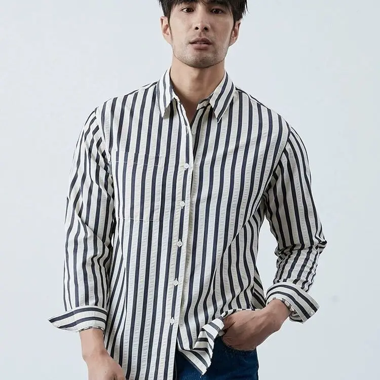 Американская полосатая рубашка в стиле ретро, весна-лето, британская дышащая модная рубашка без морщин с длинными рукавами
Американская полосатая рубашка в стиле ретро, весна-лето, британская дышащая модная рубашка без морщин с длинными рукавами