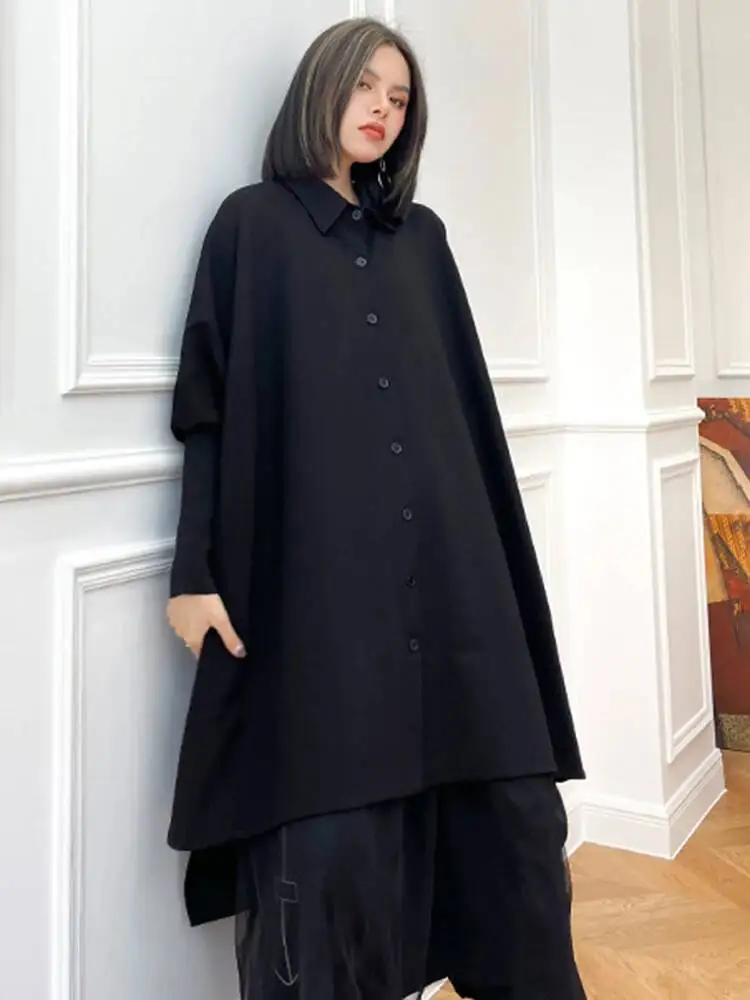 Black Irregular Women Big Size Long Blouse New Lapel Long Sleeve Loose Fit Shirt Fashion Spring Autumn 2026 FHBM
Black Irregular Women Big Size Long Blouse New Lapel Long Sleeve Loose Fit Shirt Fashion Spring Autumn 2026 FHBM