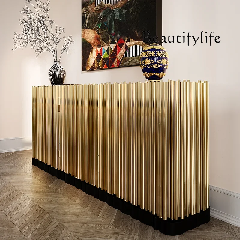 Xx Italian Light Luxury Stainless Steel Porch Cabinet Striped Tube Art Foyer Locker Living Room Model Room Dining Side Cabinet
Xx Italian Light Luxury Stainless Steel Porch Cabinet Striped Tube Art Foyer Locker Living Room Model Room Dining Side Cabinet