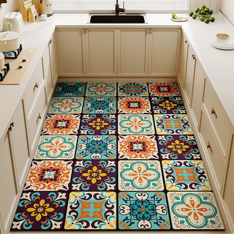 Kitchen Rug Waterproof Non-slip Foot Mat Retro Floral Carpet PVC Oil-proof Leather Floor Mats Fully Covered Home Decoration Rugs
Kitchen Rug Waterproof Non-slip Foot Mat Retro Floral Carpet PVC Oil-proof Leather Floor Mats Fully Covered Home Decoration Rugs