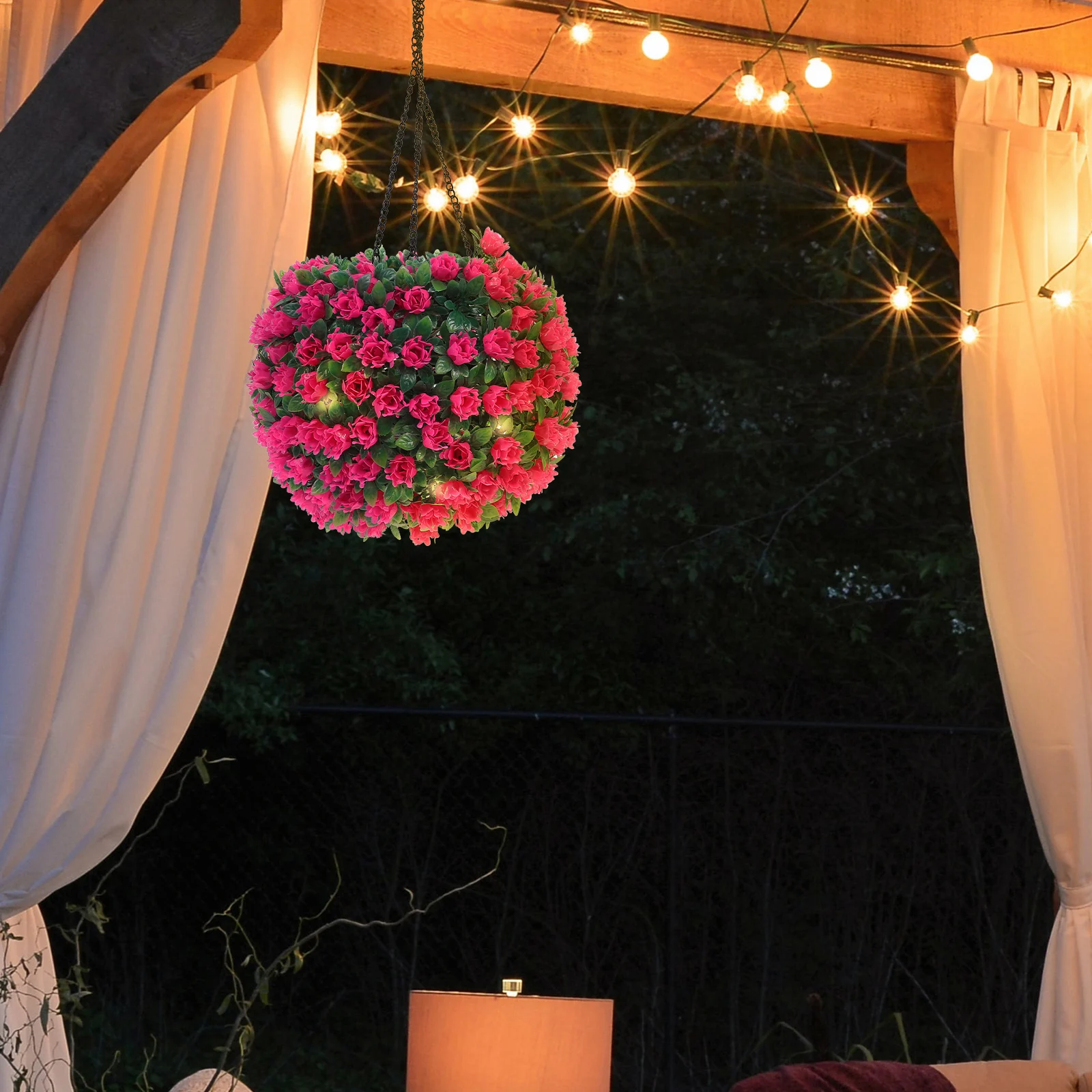 Solar Pink Flower Chandeliers 42 5x22cm Warm White LED Hanging Balls Artificial Topiary Decor Garden Wedding Plants
Solar Pink Flower Chandeliers 42 5x22cm Warm White LED Hanging Balls Artificial Topiary Decor Garden Wedding Plants