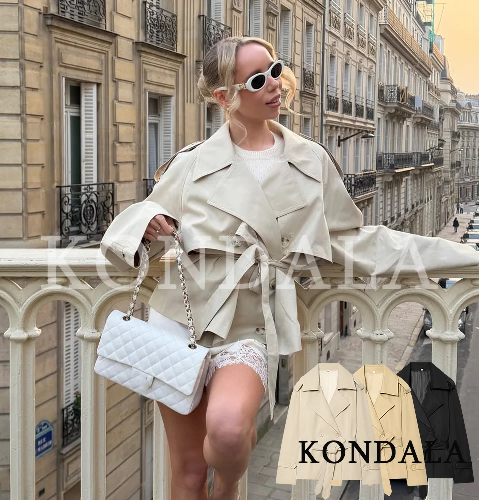 KONDALA Women Office Lady Trendy Jacket Elegant Double-breasted Belt Jacket 2026 Spring Summer New Fashion Classic Trench Jacket
KONDALA Women Office Lady Trendy Jacket Elegant Double-breasted Belt Jacket 2026 Spring Summer New Fashion Classic Trench Jacket
